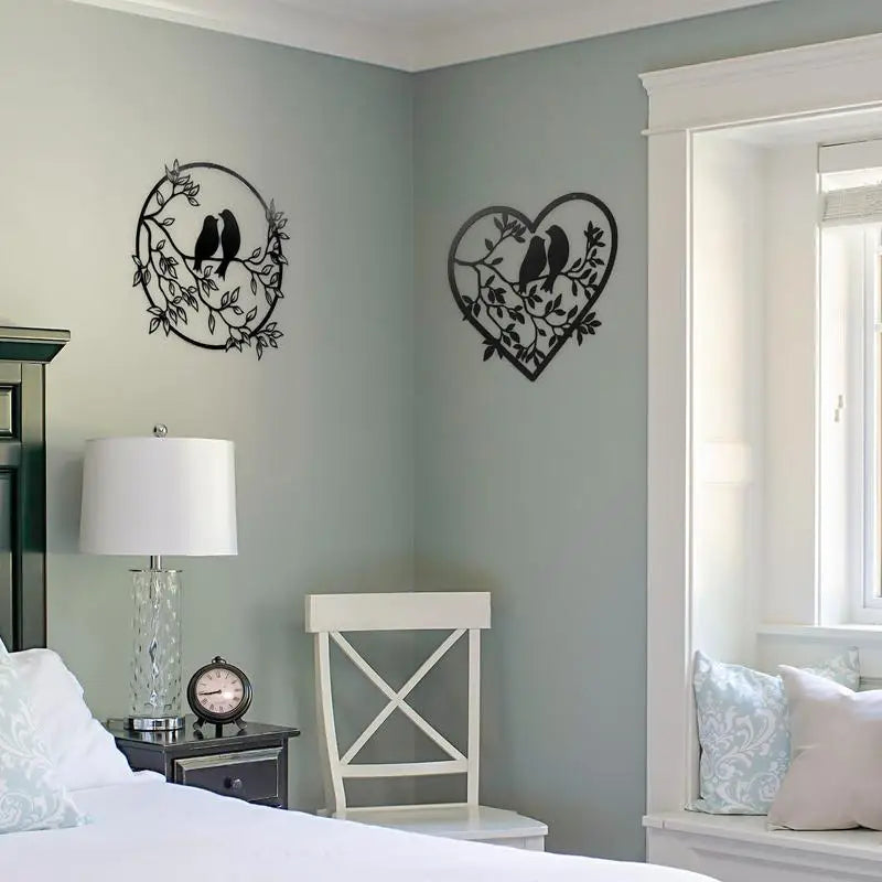 Tree of Life Bird Metal Wall Art Silhouette Cutout Signs Black Farmhouse Door Home Living Room Bedroom Decoration Plaque