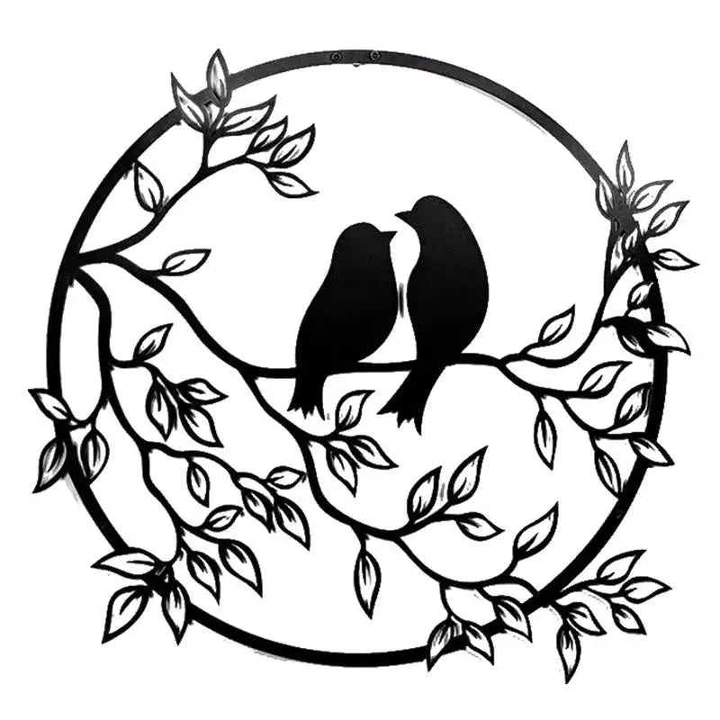 Tree of Life Bird Metal Wall Art Silhouette Cutout Signs Black Farmhouse Door Home Living Room Bedroom Decoration Plaque