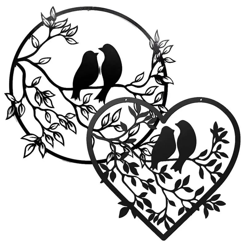 Tree of Life Bird Metal Wall Art Silhouette Cutout Signs Black Farmhouse Door Home Living Room Bedroom Decoration Plaque